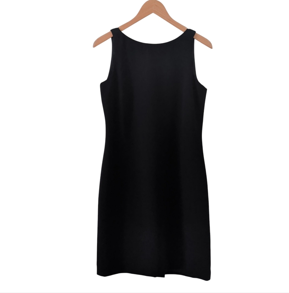 Louben Canada Black Minimalist Slinky Silky Feel Sheath Dress Midi Size 4.